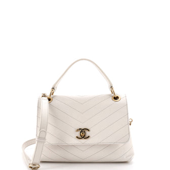 Chanel Chevron Chic Top Handle Bag Chevron Calfskin Small