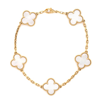 Van Cleef & Arpels Vintage Alhambra 5 Motifs Bracelet 18K Yellow Gold and Mother of Pearl