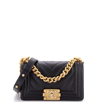 Chanel Boy Flap Bag Chevron Calfskin Small