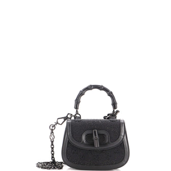 Gucci Bamboo 1947 Top Handle Bag Crystal Embellished GG Canvas Mini