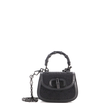 Gucci Bamboo 1947 Top Handle Bag Crystal Embellished GG Canvas Mini