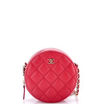 Chanel Round Clutch with Chain Quilted Caviar Mini