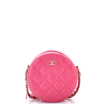 Chanel Round Clutch with Chain Quilted Caviar Mini