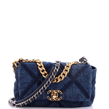 Chanel 19 Flap Bag Quilted Denim Medium