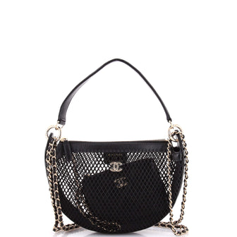 Chanel Half Moon Clutch with Chain Mesh with Quilted Lambskin