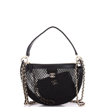 Chanel Half Moon Clutch with Chain Mesh with Quilted Lambskin