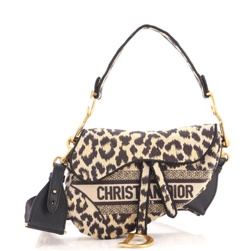 Christian Dior Saddle Handbag Mizza Embroidered Canvas Medium