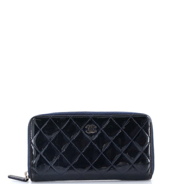 Chanel Zip Around Wallet Quilted Patent Long