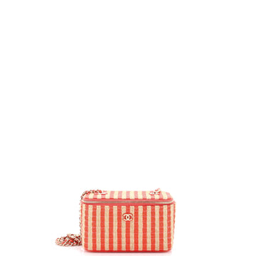 Chanel Classic Vanity Case with Chain Striped Raffia and Jute Small