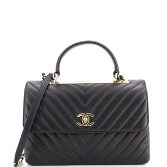 Chanel Trendy CC Top Handle Bag Chevron Lambskin Medium