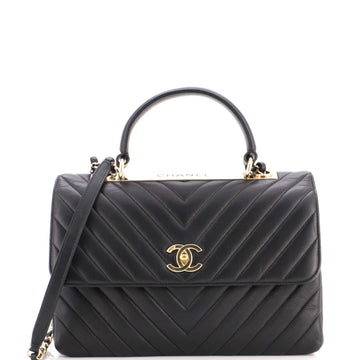 Chanel Trendy CC Top Handle Bag Chevron Lambskin Medium