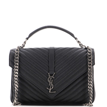 Saint Laurent Classic Monogram College Bag Matelasse Chevron Leather Large