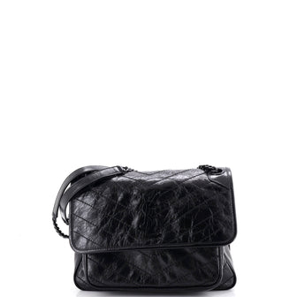 Saint Laurent Niki Chain Flap Bag Matelasse Chevron Leather Medium