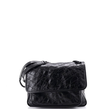 Saint Laurent Niki Chain Flap Bag Matelasse Chevron Leather Medium