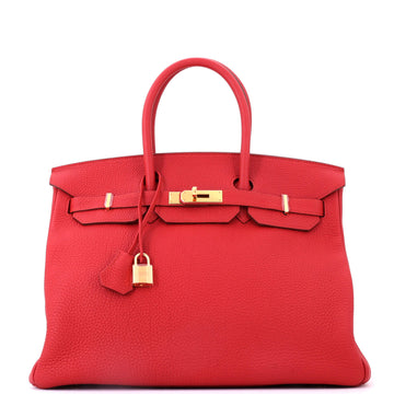 Hermes Birkin Handbag Red Togo with Gold Hardware 35