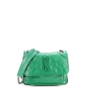 Saint Laurent Niki Chain Flap Bag Matelasse Chevron Leather Baby