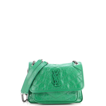 Saint Laurent Niki Chain Flap Bag Matelasse Chevron Leather Baby