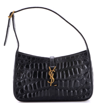 Saint Laurent Le 5 a 7 Hobo Crocodile Embossed Leather Small
