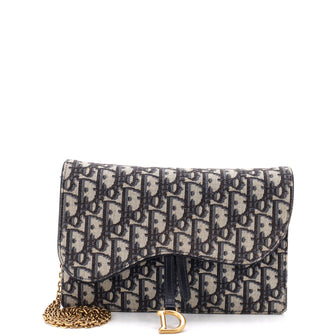 Christian Dior Saddle Chain Clutch Oblique Canvas