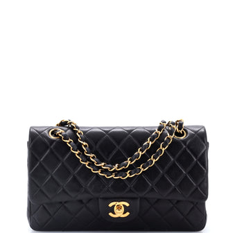 Chanel Vintage Classic Double Flap Bag Quilted Lambskin Medium