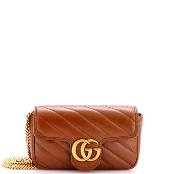 Gucci GG Marmont Flap Bag Diagonal Quilted Leather Super Mini