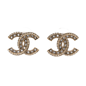 Chanel CC Stud Earrings Metal with Crystals
