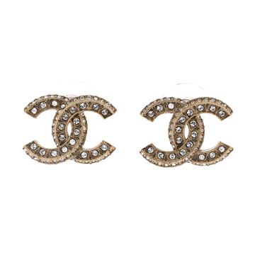 Chanel CC Stud Earrings Metal with Crystals
