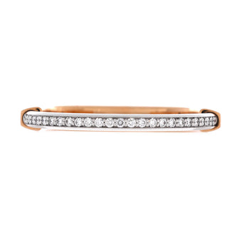 Tiffany & Co. Lock Bangle Bracelet 18K Rose Gold and 18K White Gold with Half Pave Diamonds