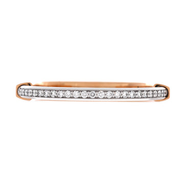 Tiffany & Co. Lock Bangle Bracelet 18K Rose Gold and 18K White Gold with Half Pave Diamonds