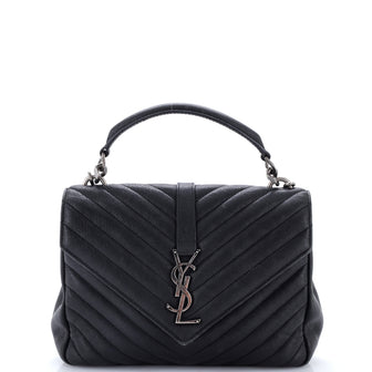 Saint Laurent Classic Monogram College Bag Matelasse Chevron Leather Medium