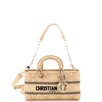 Christian Dior Lady D-Joy Bag Cannage Embroidered Raffia Medium