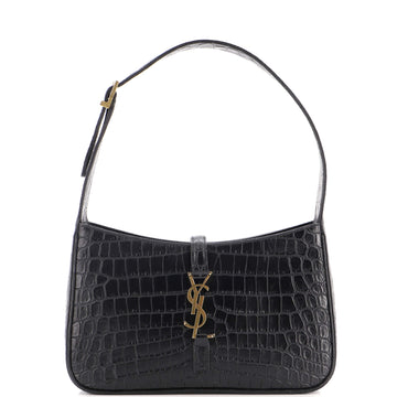 Saint Laurent Le 5 a 7 Hobo Crocodile Embossed Leather Small