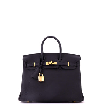 Hermes Birkin Handbag Black Togo with Gold Hardware 25