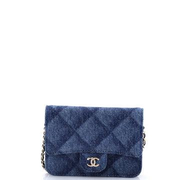Chanel Classic Flap Belt Bag 3D Quilt Printed Denim Mini