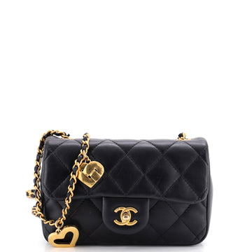 Chanel Heart Charms Flap Bag Quilted Lambskin Mini