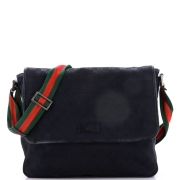 Gucci Web Strap Flap Messenger GG Canvas Medium