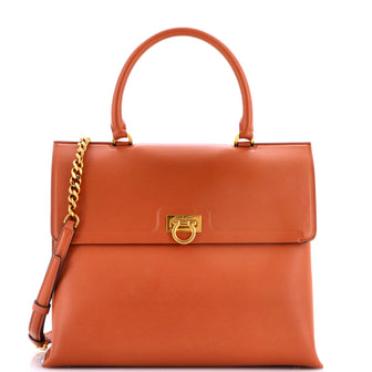 Salvatore Ferragamo Trifolio Top Handle Bag Leather Medium