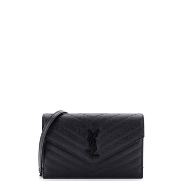 Saint Laurent Classic Monogram Wallet on Chain Matelasse Chevron Leather Small