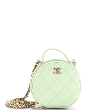 Chanel Handle with Care Round Vanity Case with Chain Quilted Caviar Small