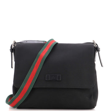 Gucci Web Strap Messenger Bag Techno Canvas Medium