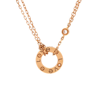 Cartier 2 Diamonds Love Pendant Necklace 18K Rose Gold and Diamonds