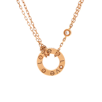 Cartier 2 Diamonds Love Pendant Necklace 18K Rose Gold and Diamonds