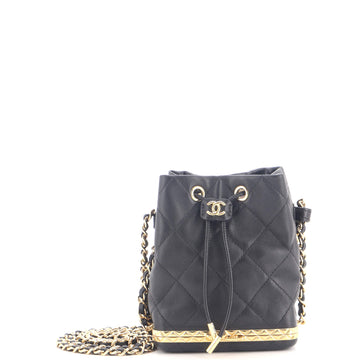Chanel Lock Frame Bucket Bag with Chain Quilted Lambskin Small