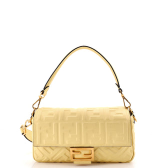Fendi Baguette NM Bag Zucca Embossed Leather Medium