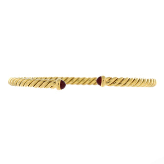 David Yurman Cablespira Flex Cuff Bracelet 18K Yellow Gold with Rubies 4mm