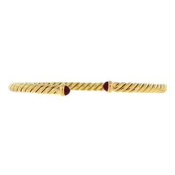 David Yurman Cablespira Flex Cuff Bracelet 18K Yellow Gold with Rubies 4mm