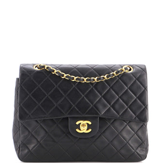 Chanel Vintage Classic Double Flap Bag Quilted Lambskin Medium