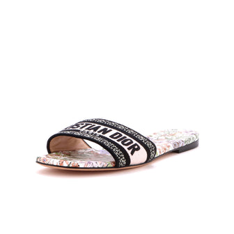Christian Dior Women's Dway Flat Sandals Embroidered Canvas