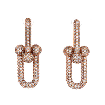 Tiffany & Co. Hardwear Link Earrings 18K Rose Gold with Pave Diamonds Large