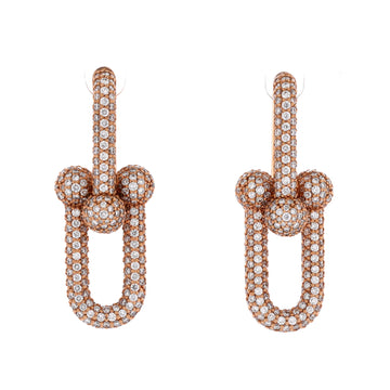 Tiffany & Co. Hardwear Link Earrings 18K Rose Gold with Pave Diamonds Large